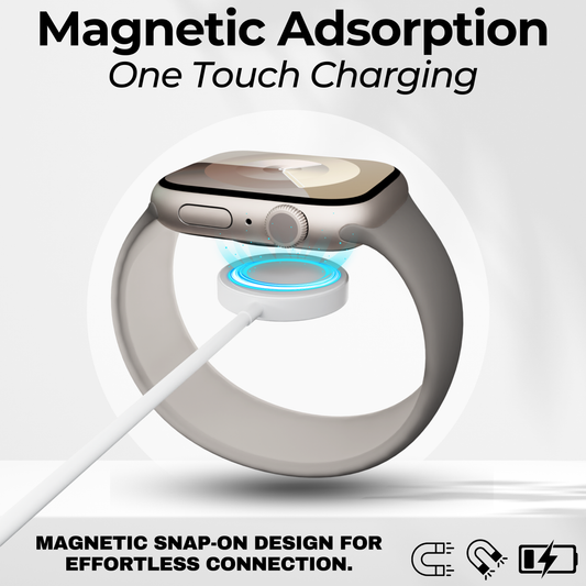 Magnetic Apple Watch charger with snap-on design for effortless one touch charging and secure connection