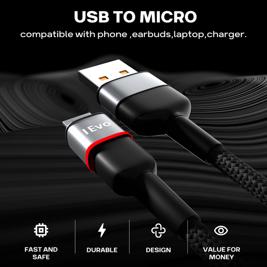 ievonline 3.4A USB cable with LED USB to Micro USB braided durable charging cable