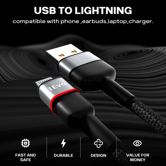 3.4A USB lightning cable by ievonline with durable braided design for fast and safe charging