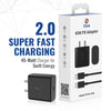 IEVO 45W PD fast charger black compact adapter with USB-C charging cable in packaging box