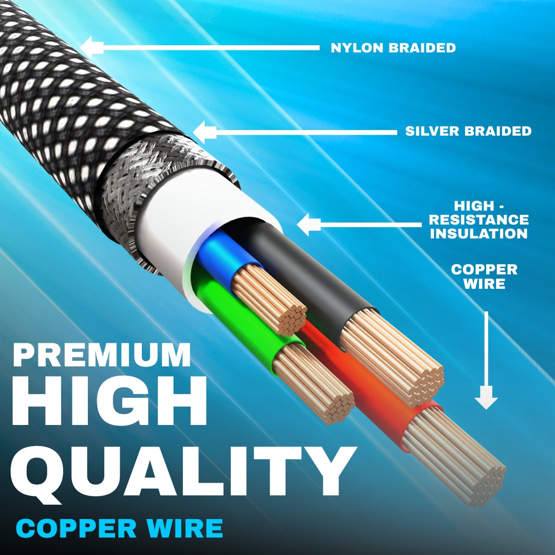 64W fast charging cable with nylon braided exterior and high quality copper wire insulation