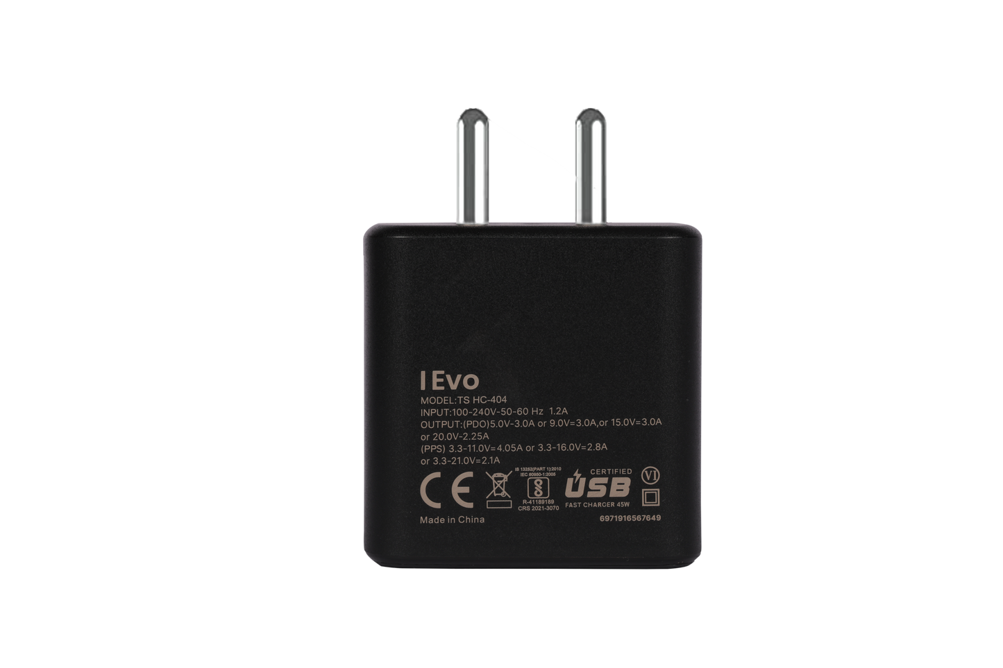 IEVO dual USB-C fast charger black compact wall adapter with two USB-C ports
