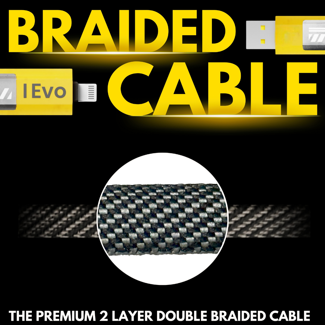 IEVO fast charging cable 4 in 1 with premium 2 layer double braided design for durability