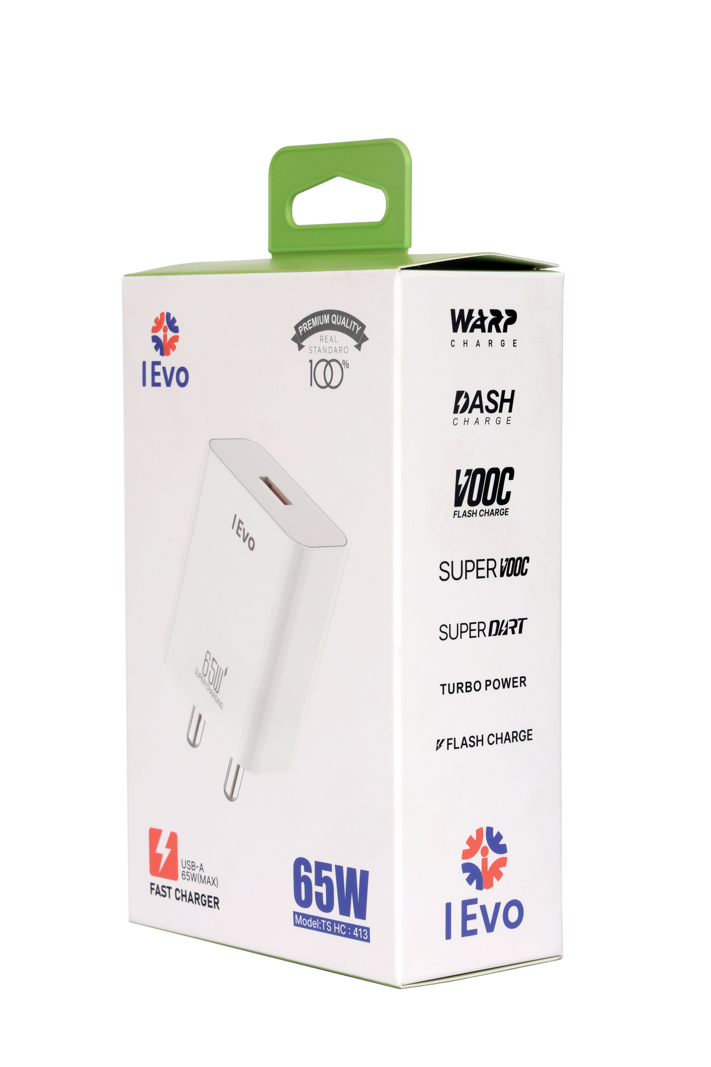 IEVO high speed 65W USB charger fast charging adapter in white with compact design