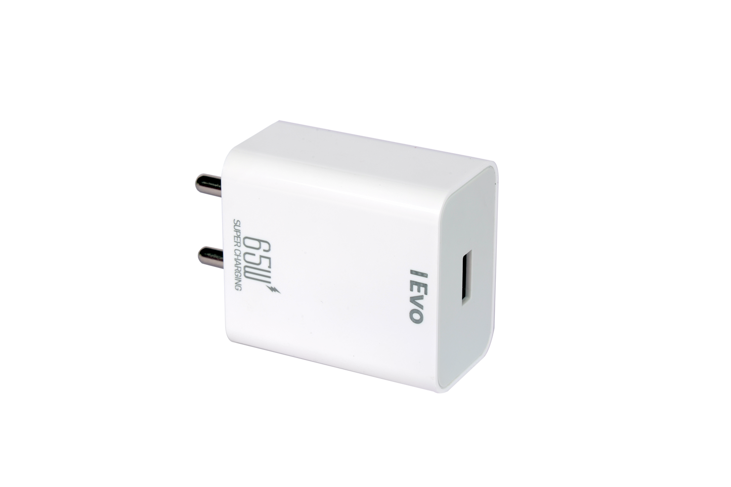 IEVO high speed 65W USB charger in white with compact design and single USB port