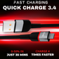 ievonline 3.4A USB cable with LED fast charging with quick charge technology and durable design