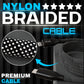 ievonline nylon braided 64W fast charging cable with durable premium black and white design