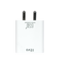 IEVO high speed 65W USB charger white compact wall adapter with dual metal prongs