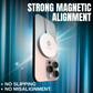 Strong magnetic phone charger securely attached to the back of a smartphone with no slipping or misalignment
