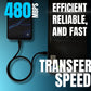 PD 64W magnetic USB cable connected between smartphone and laptop showing 480 Mbps fast transfer speed